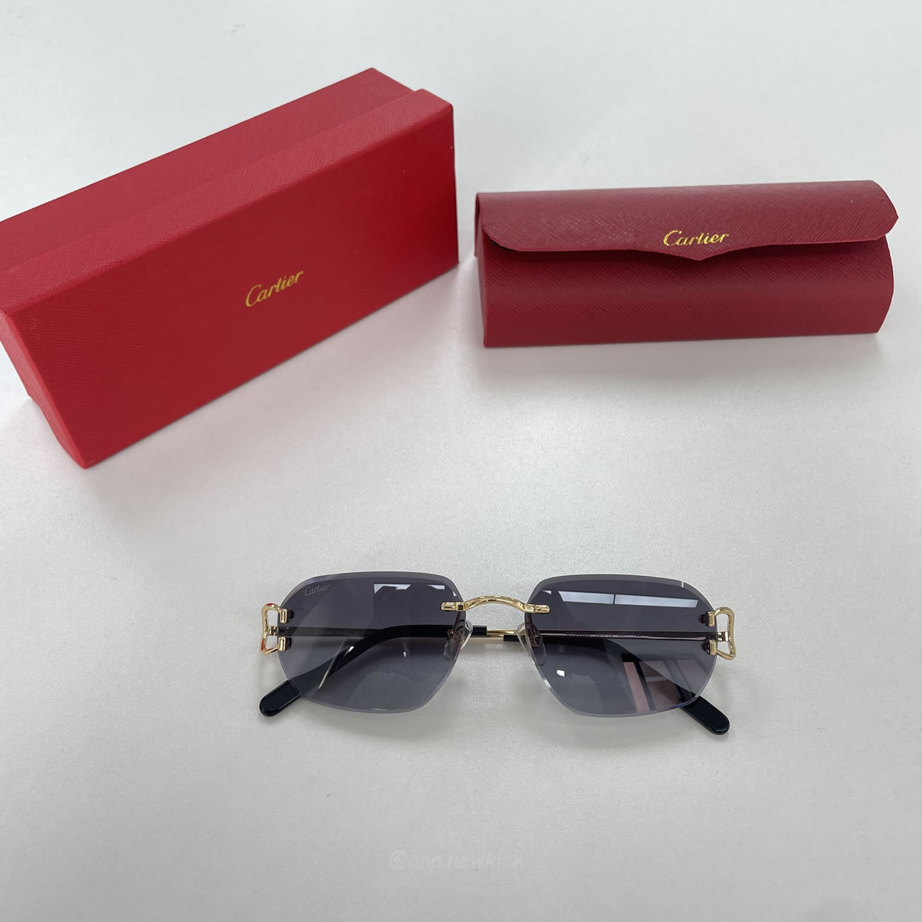 Cartier Eyewear Rimless Rectangle Frame Sunglasses (4) - newkick.vip